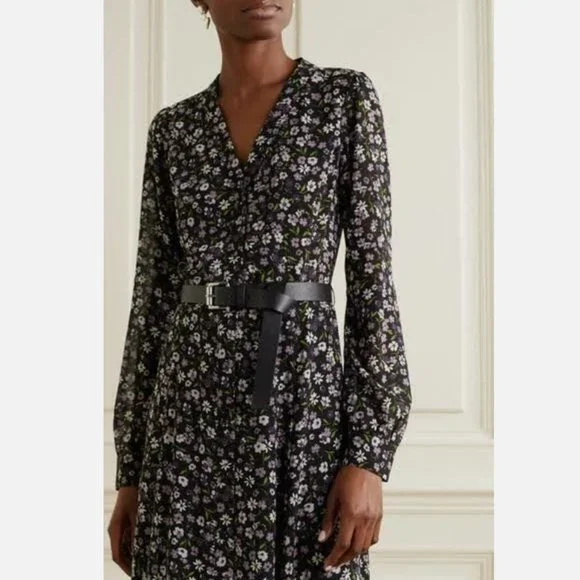 Michael Kors Floral Georgette Shirtdress Orchid Haze - Picture 2 of 5